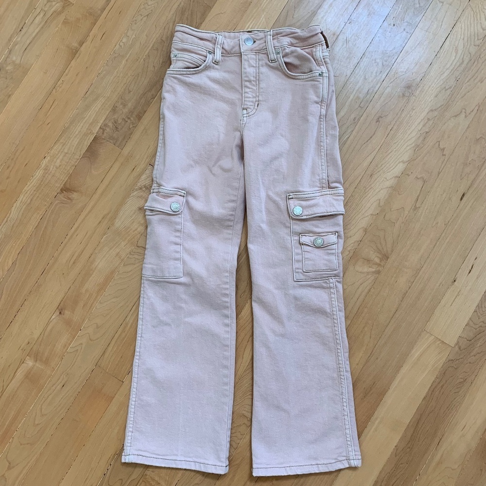 Zara Girls Pink Denim Cargo Bootcut Jeans Size 9